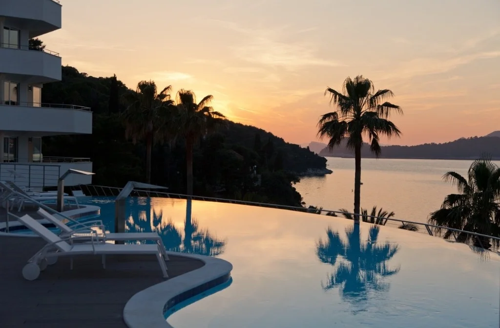 Lopud Lafodia Sea Resort Pool Sonnenuntergang