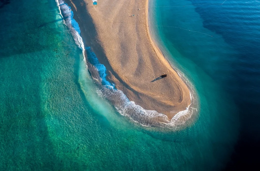 Kroatien Dalmatien Insel Brac Bol Goldenes Horn Von Oben